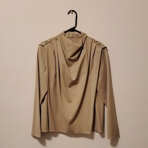 Elegant Beige Draped Blouse